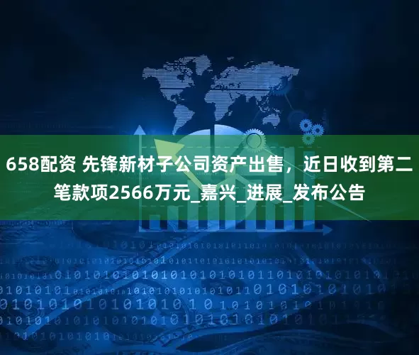 658配资 先锋新材子公司资产出售，近日收到第二笔款项2566万元_嘉兴_进展_发布公告